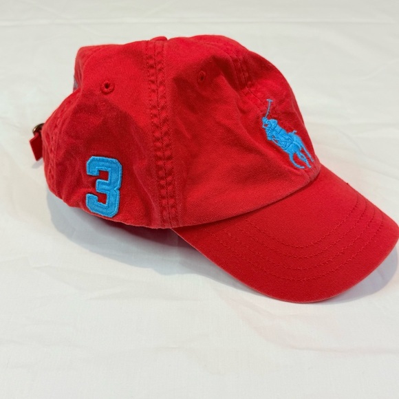 Polo Ralph Lauren Kids Red Cotton Baseball Cap Strapback Hat Youth One Size 4-7 - Picture 1 of 10